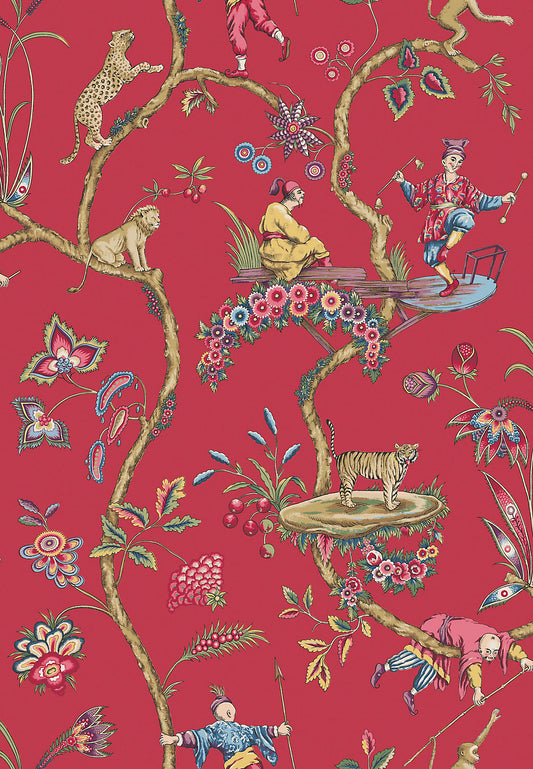 Scalamandre Chinoise Exotique Tomato Wallcovering
