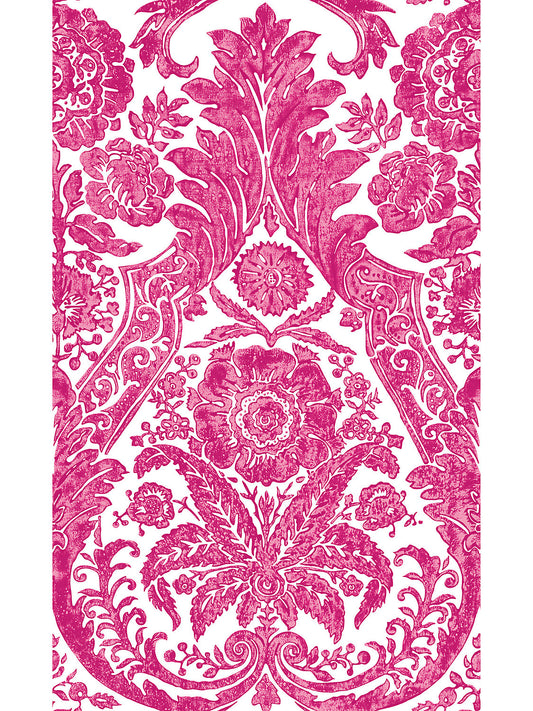 Scalamandre Luciana Damask Raspberry Wallcovering