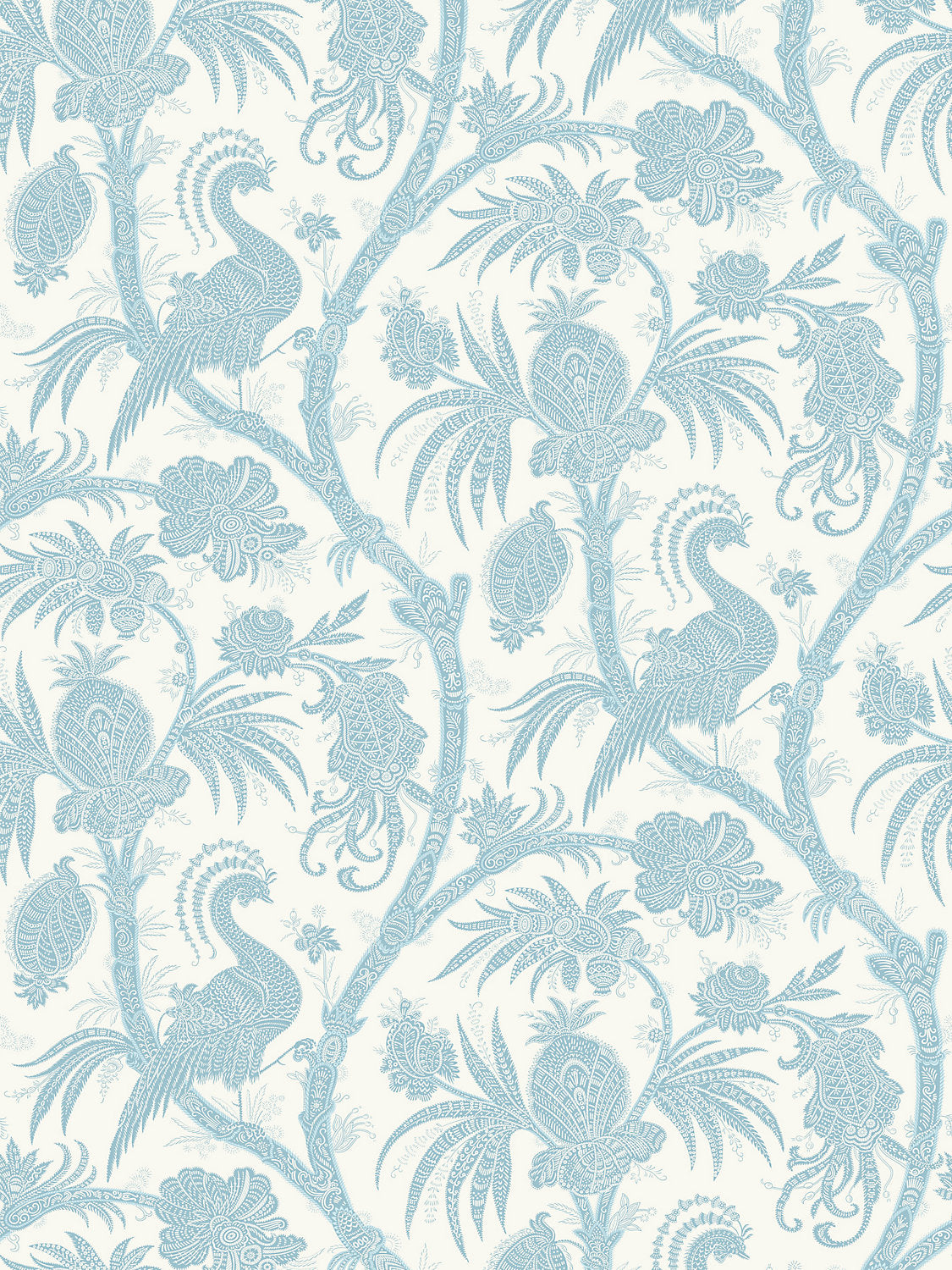 Scalamandre Balinese Peacock Sky Wallcovering