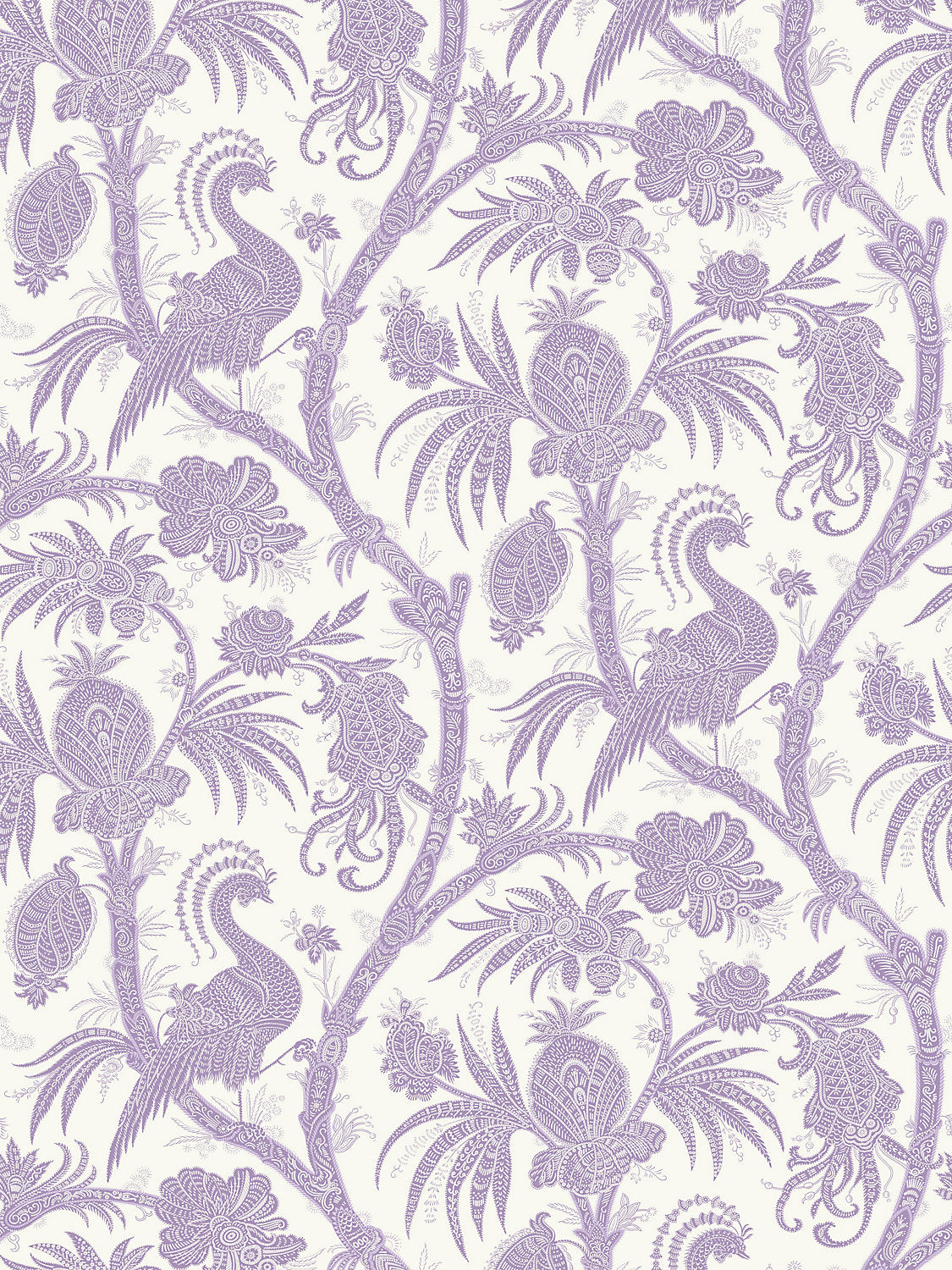 Scalamandre Balinese Peacock Lavender Wallcovering