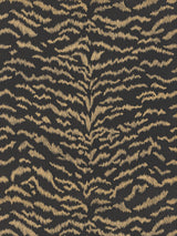 Scalamandre Tigress Printed Linen Wc Bronze on Black Wallcovering