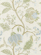 Scalamandre Palampore Embroidery Summer Sage Green Blue Beige Jacobean Tree of Life  Linen Viscose  MSRP USD420/y