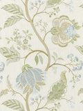 Scalamandre Palampore Embroidery Summer Sage Green Blue Beige Jacobean Tree of Life  Linen Viscose  MSRP USD420/y