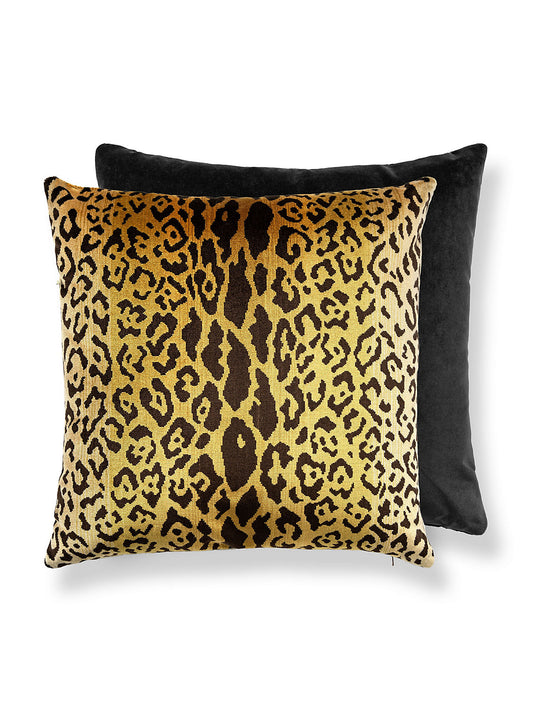Scalamandre Leopardo 22 X 22 - Gold & Black / Black Decorative Pillow