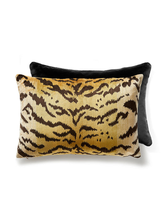 Scalamandre Tigre / Silk / Velvet 14 X 22 - Ivory, Gold & Black / Black Decorative Pillow