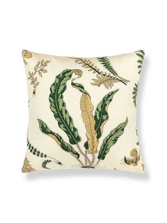 Scalamandre Elsie De Wolfe Outdoor 22 X 22 - Greens on Off-White Decorative Pillow