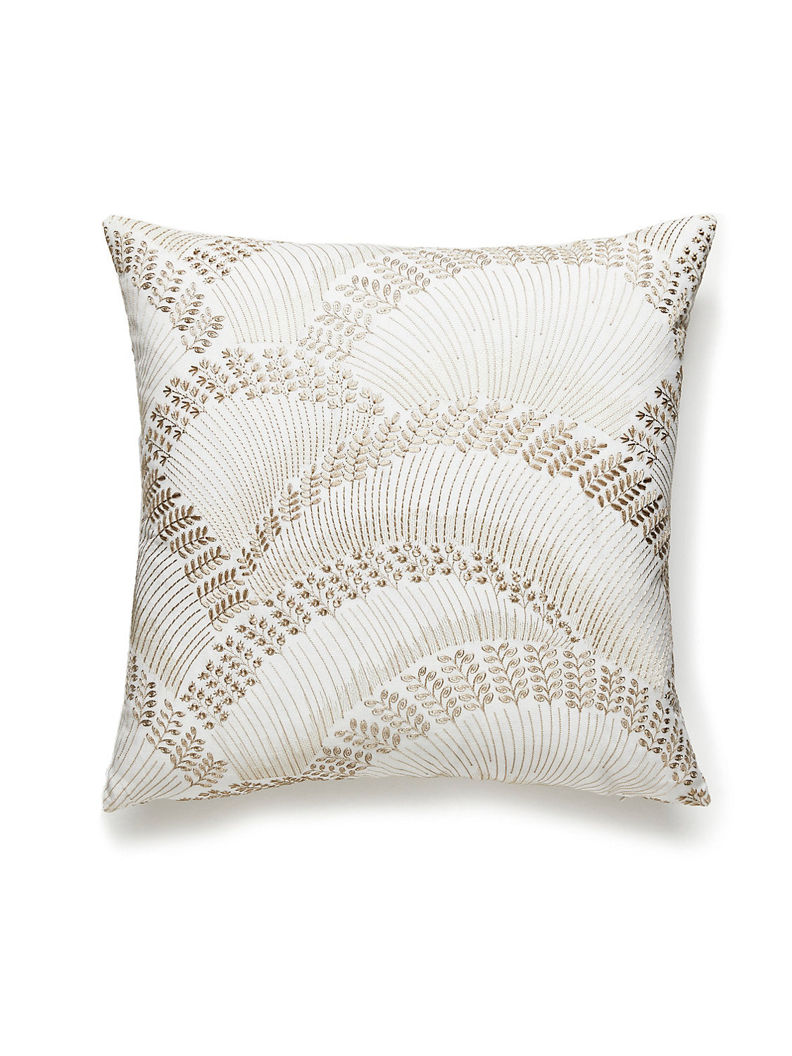 Scalamandre Lovegrass Embroidery 22 X 22 - Latte Decorative Pillow