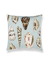 Scalamandre Coquina Linen Print 22 X 22 - Multi on Sea Blue Decorative Pillow