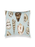 Scalamandre Coquina Linen Print 22 X 22 - Multi on Sea Blue Decorative Pillow