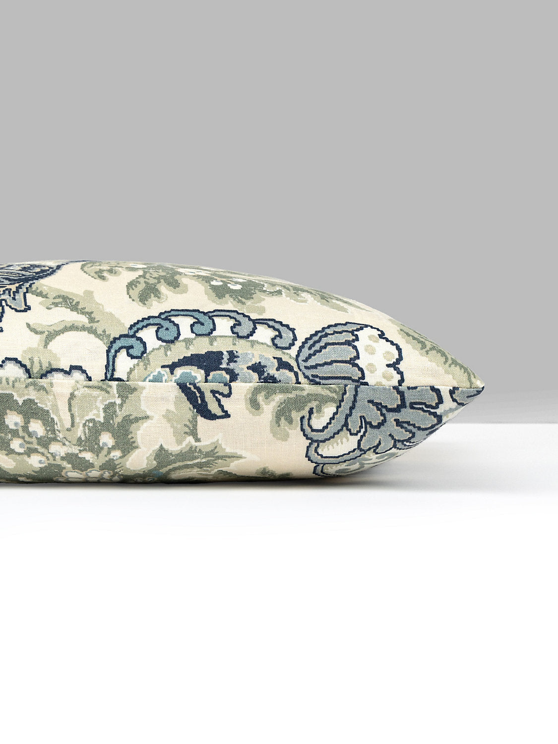 Scalamandre Canterbury Linen Pillow Oyster & Indigo  Pillow Case Square Blue White Jacobean Tree of Life - 22"x22" inches -Special Order