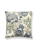 Scalamandre Canterbury Linen 22 X 22 - Oyster & Indigo Decorative Pillow