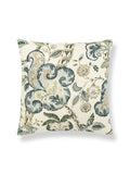 Scalamandre Cumbria Hand Block 22 X 22 - Aquamarine on Ivory Decorative Pillow