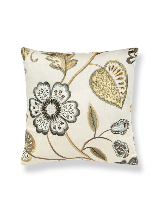 Scalamandre Willowood Embroidery 22 X 22 - Summer Sage Decorative Pillow