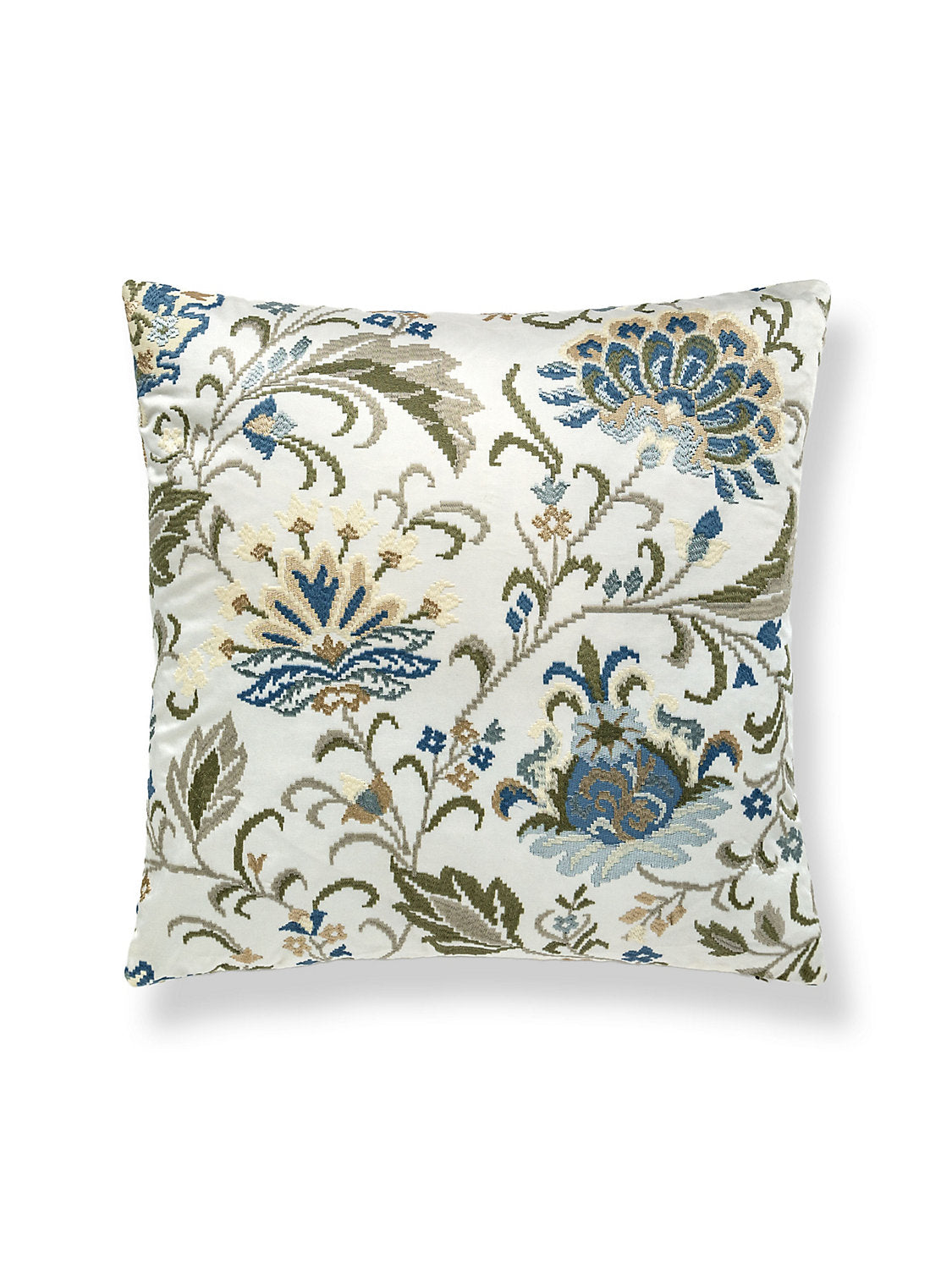 Scalamandre Delphine Embroidery 22 X 22 - Summer Sage Decorative Pillow