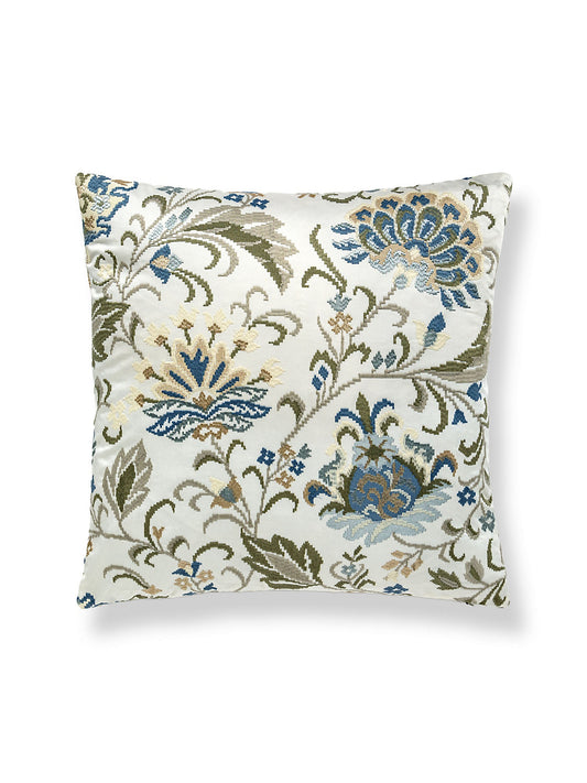 Scalamandre Delphine Embroidery 22 X 22 - Summer Sage Decorative Pillow