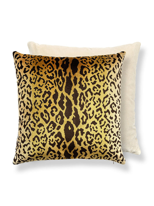Scalamandre Leopardo 22 X 22 - Gold & Black / Beige Decorative Pillow