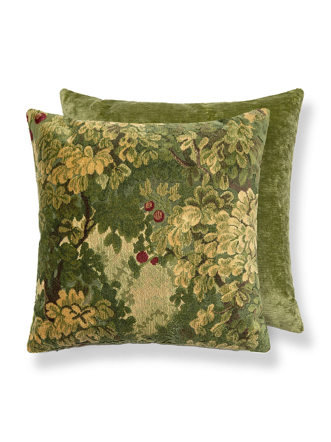 Scalamandre Marly / Como 22 X 22 - Square Forest Greens / Celadon Decorative Pillow