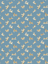Scalamandre Fete De Chien Denim and Tan Wallcovering