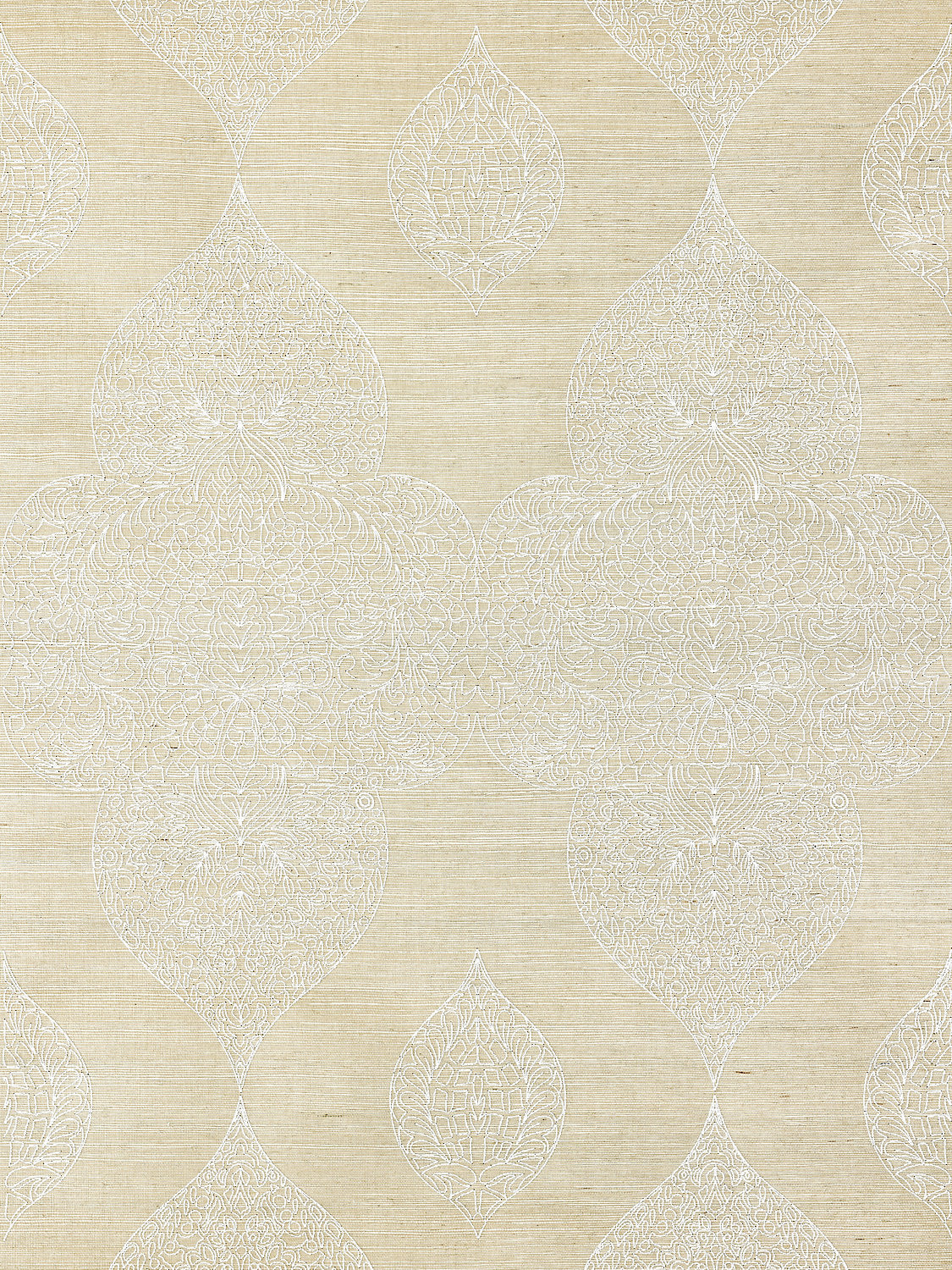 Scalamandre Taj Embroidered Sisal Chai Wallcovering