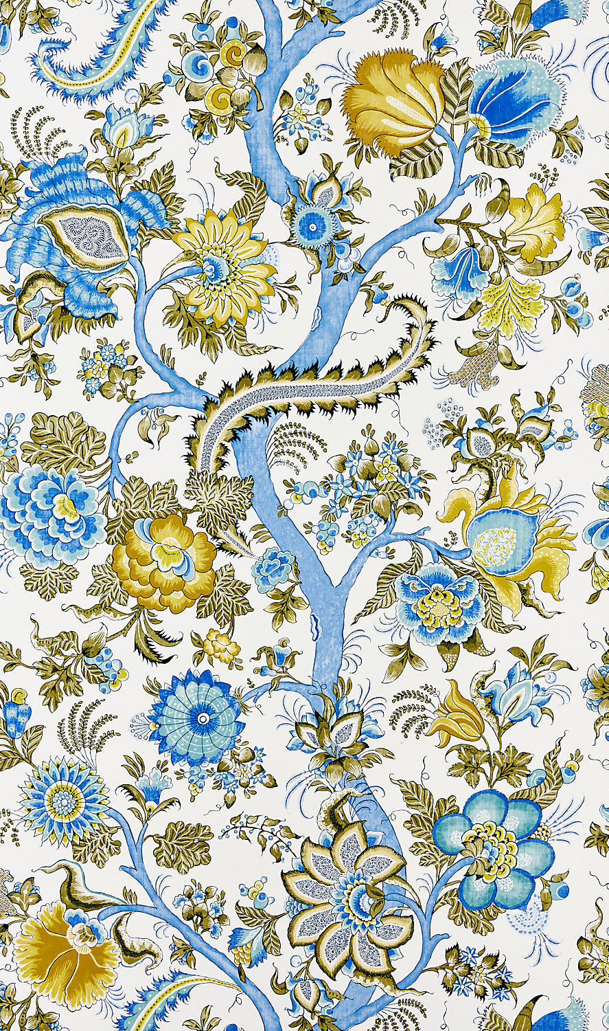 Scalamandre Metropolitan Palampore Sky and Sunlight Wallcovering