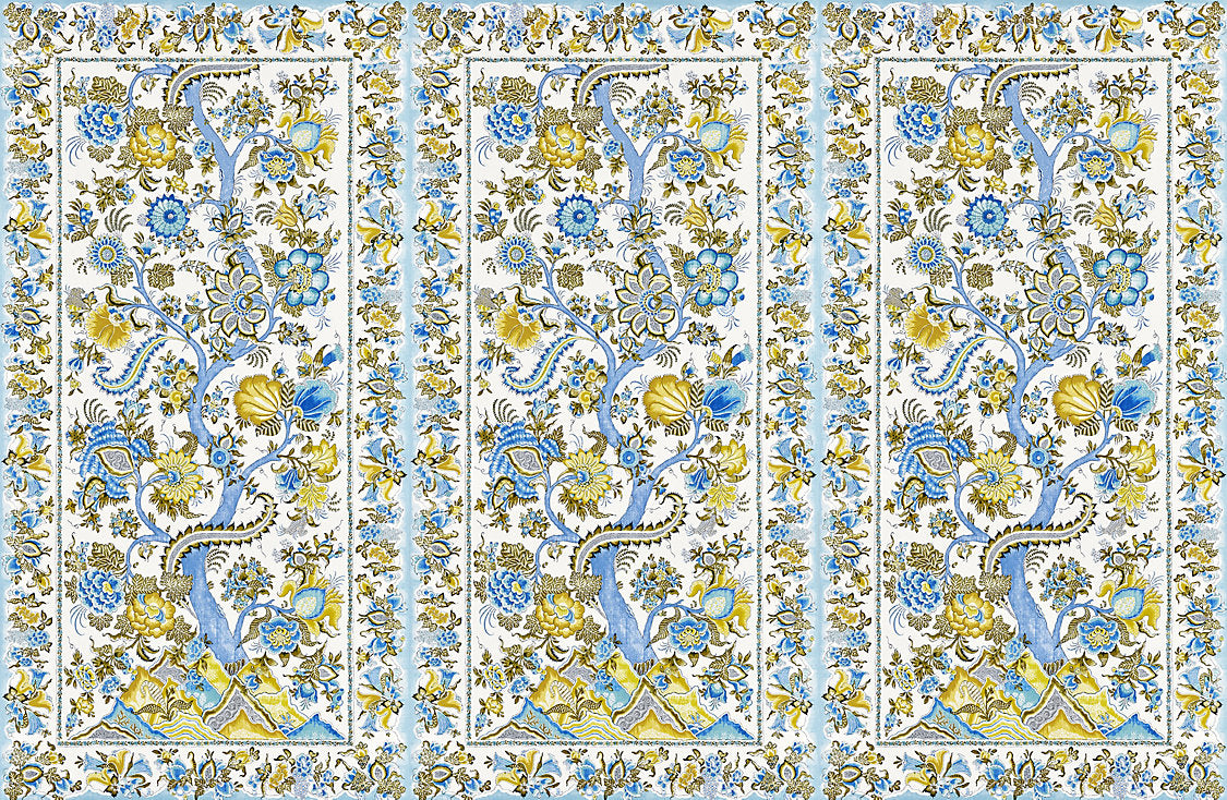 Scalamandre Metropolitan Palampore Mural Sky and Sunlight Wallcovering