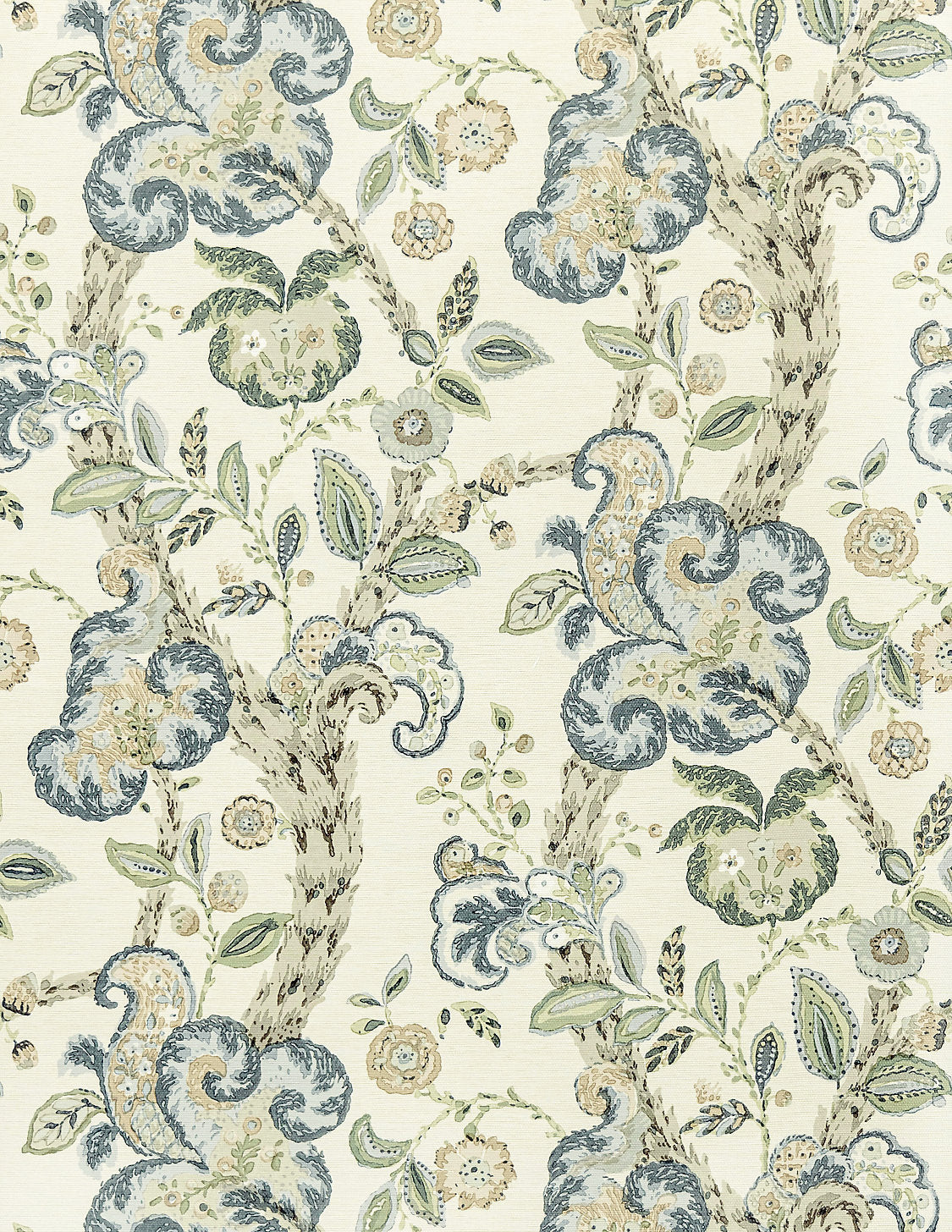 Scalamandre Cumbria Aquamarine on Ivory Wallcovering