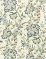 Scalamandre Cumbria Aquamarine on Ivory Wallcovering