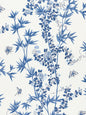 Scalamandre Jardin de Chine Print Porcelain Blue White Cotton Bird Animal Botanical Foliage Chinoiserie Floral Bamboo Butterfly MSRP USD 388/y