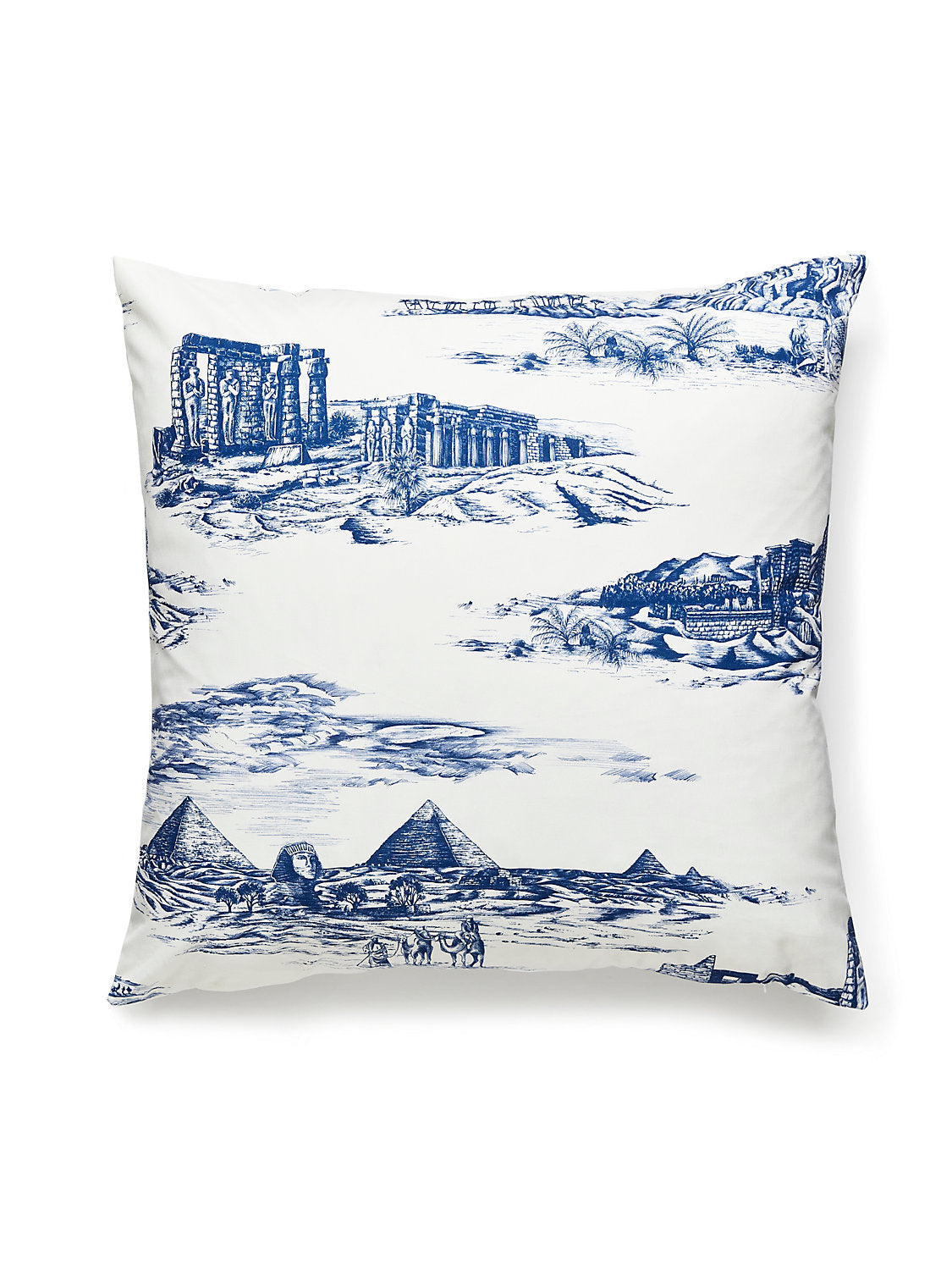 Scalamandre Cairo Toile 22 X 22 - Lapis Decorative Pillow