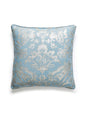 Scalamandre Mansfield Damask Print 22 X 22 - Bluestone & Silver Decorative Pillow
