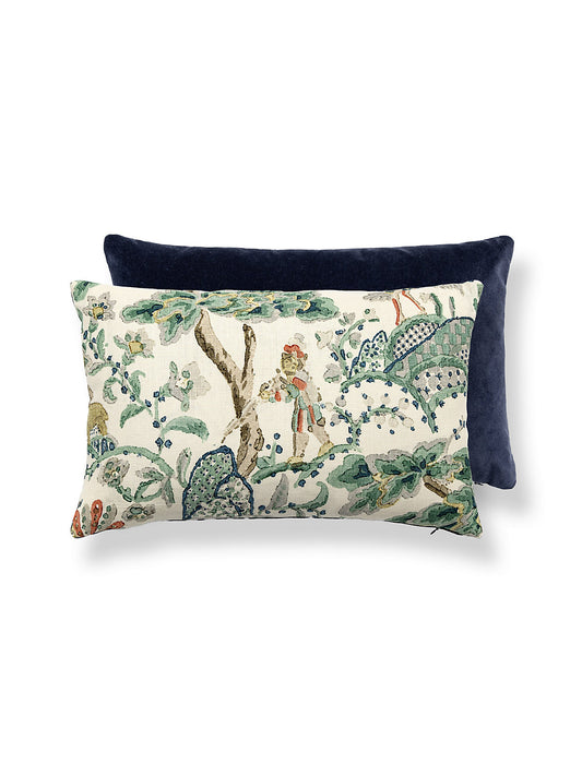 Scalamandre Kelmescott / Aurora 14 X 22 - Leaf on Ivory / Navy Decorative Pillow