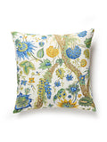 Scalamandre Fleurs Tropicales 22 X 22 - Blue and Gold Decorative Pillow