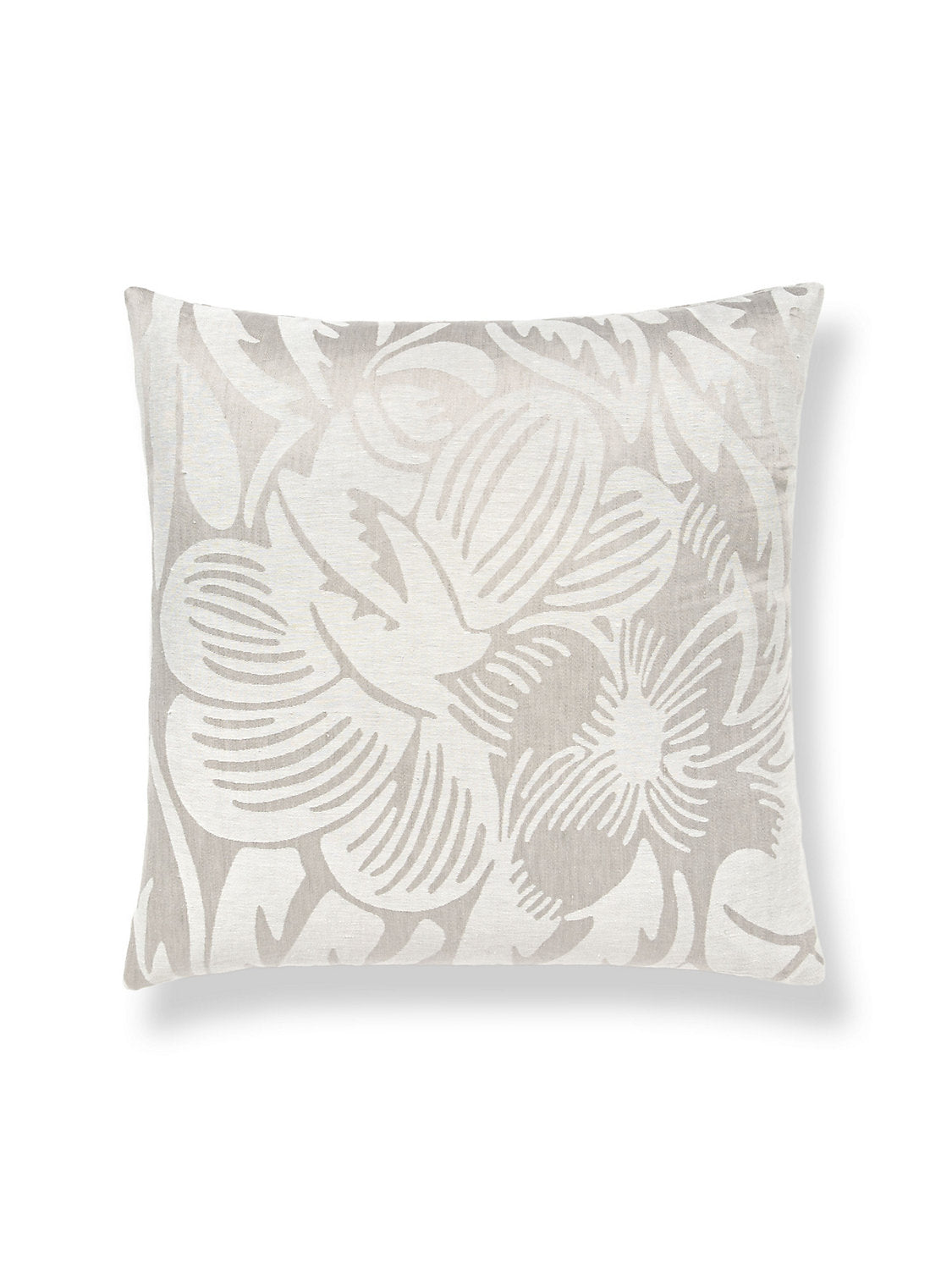 Scalamandre Deco Flower 22 X 22 - Pearl Grey Decorative Pillow