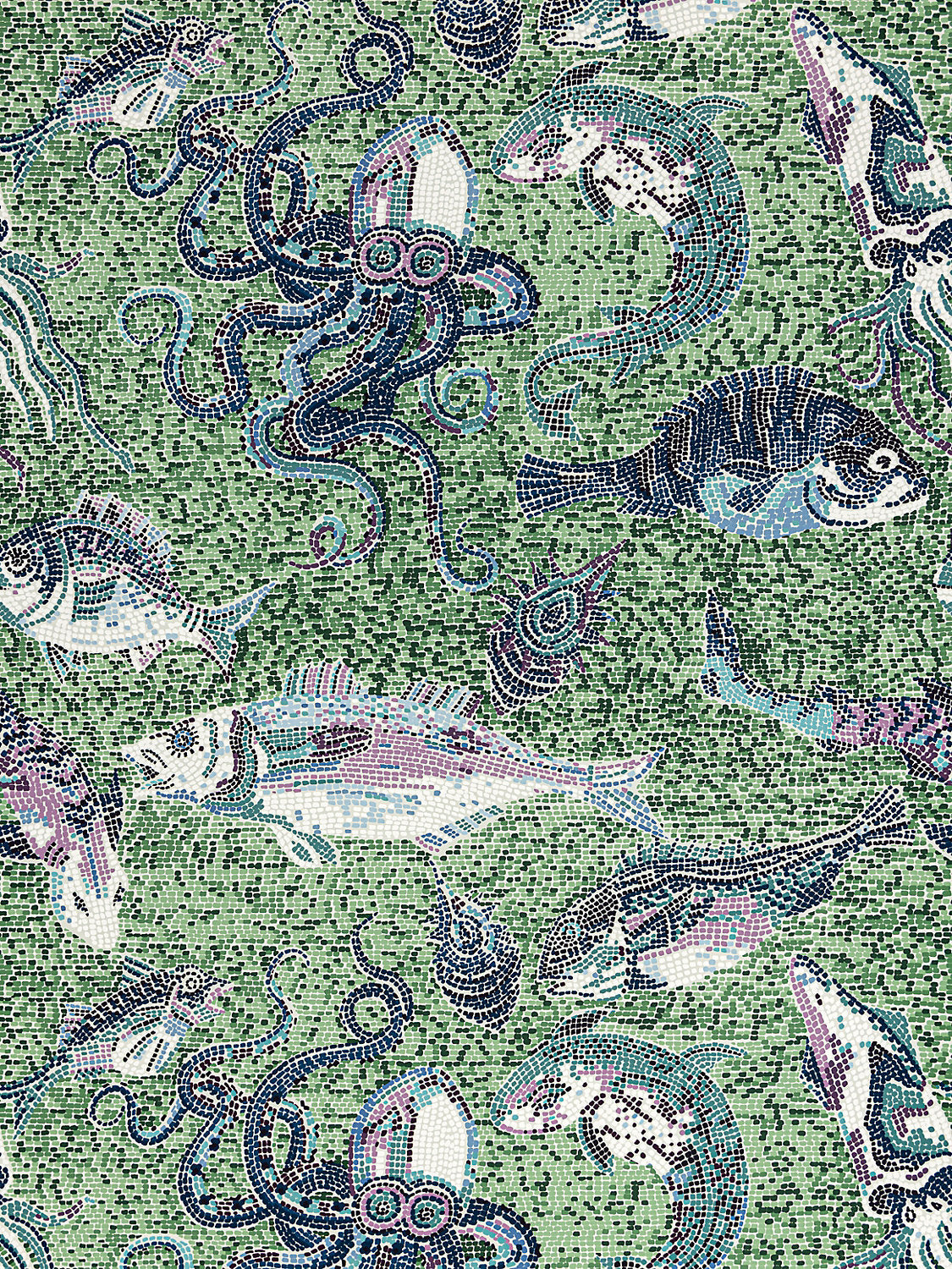 Scalamandre Mikonos Blue & Green Wallcovering