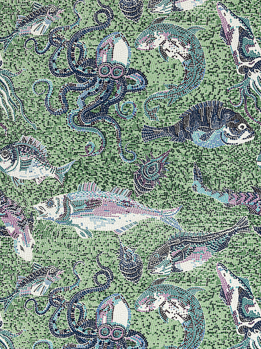 Scalamandre Mikonos Blue & Green Wallcovering