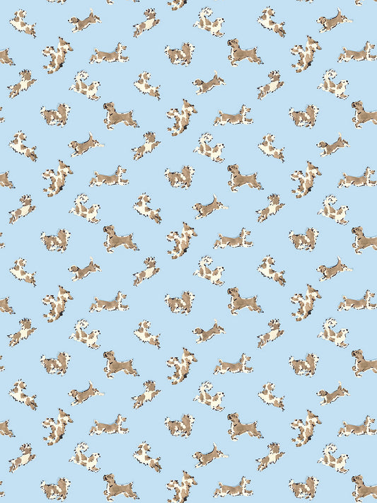 Scalamandre Fete De Chien Light Blue and Suede Wallcovering