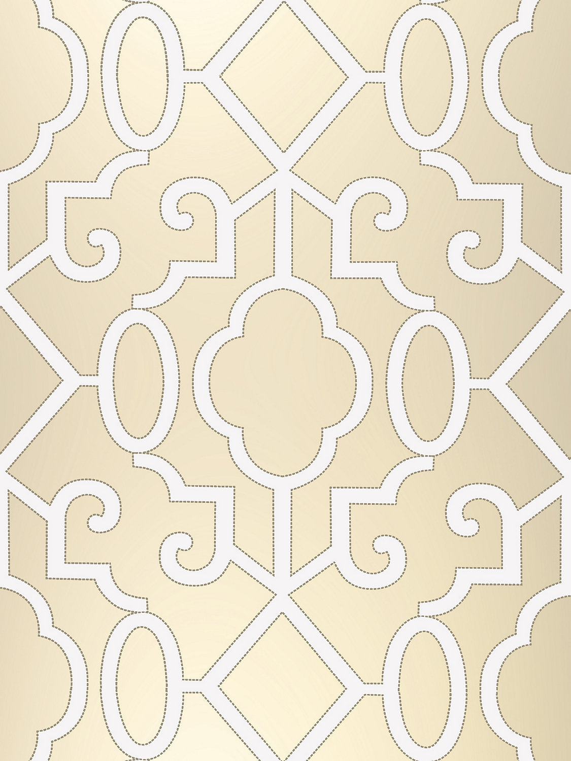Scalamandre Ming Fretwork Champagne - Pearlescent Wallcovering