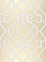 Scalamandre Ming Fretwork Champagne - Pearlescent Wallcovering