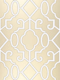 Scalamandre Ming Fretwork Champagne - Pearlescent Wallcovering
