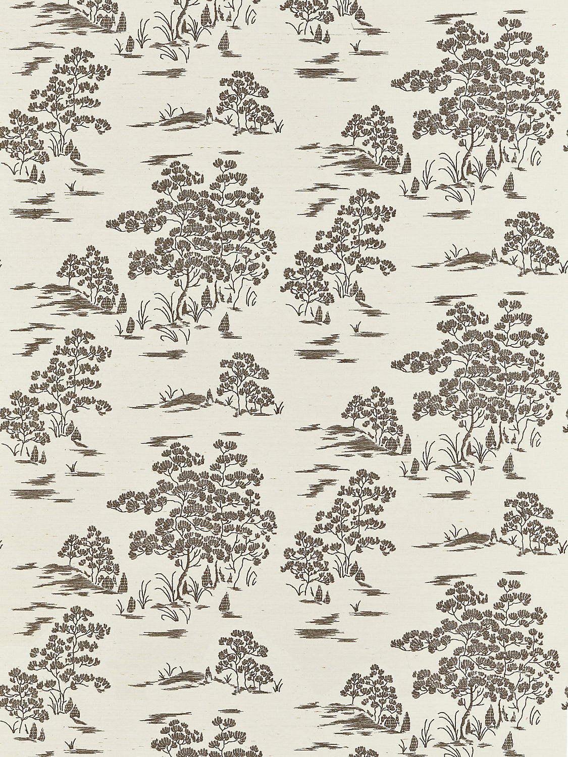 Scalamandre Katsura Embroidered Toile Bark Wallcovering