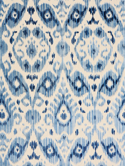 Special Order Scalamandre Tashkent Velvet Pacific Blue Ikat Black Beige Cotton Viscose MSRP USD624/y