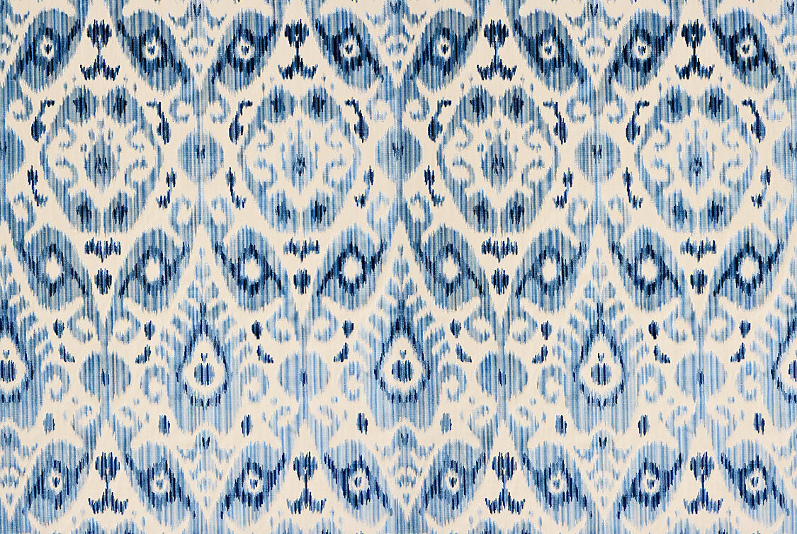 Special Order Scalamandre Tashkent Velvet Pacific Blue Ikat Black Beige Cotton Viscose MSRP USD624/y