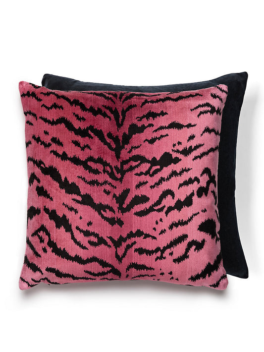 Scalamandre Tigre 22 X 22 - Reds & Black / Black Decorative Pillow