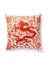 Scalamandre Chi'en Dragon 22 X 22 - Persimmon Decorative Pillow