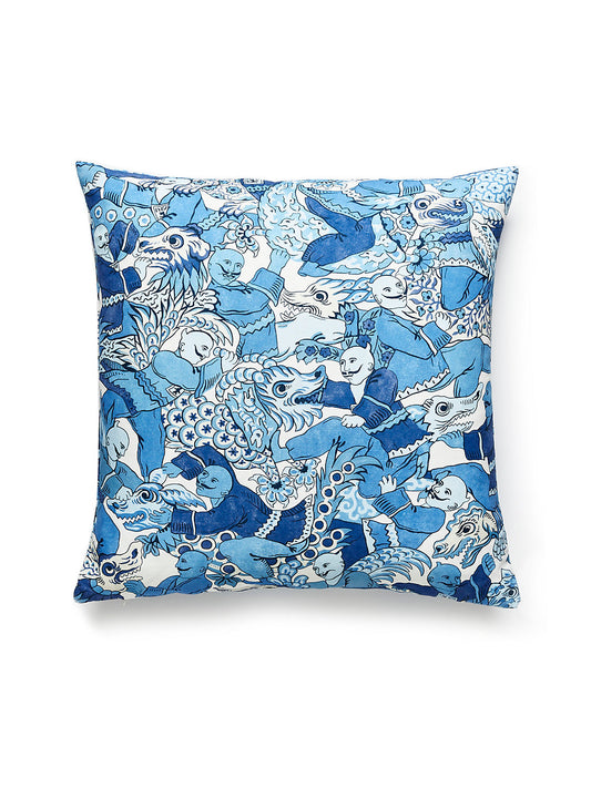 Scalamandre Dragon Dance 22 X 22 - Porcelain Decorative Pillow