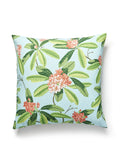 Scalamandre Rhododendron Outdoor 22 X 22 - Coral on Aqua Decorative Pillow