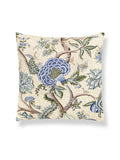 Scalamandre Pondicherry Cotton 22 X 22 - Blue, Green on Cream Decorative Pillow