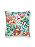 Scalamandre Canterbury Linen Pillow Aquamarine Pillow Case Square Aqua Red Blue Jacobean Tree of Life - 22"x22" inches -Special Order