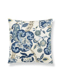 Scalamandre Cumbria Hand Block 22 X 22 - China Blue on Ivory Decorative Pillow