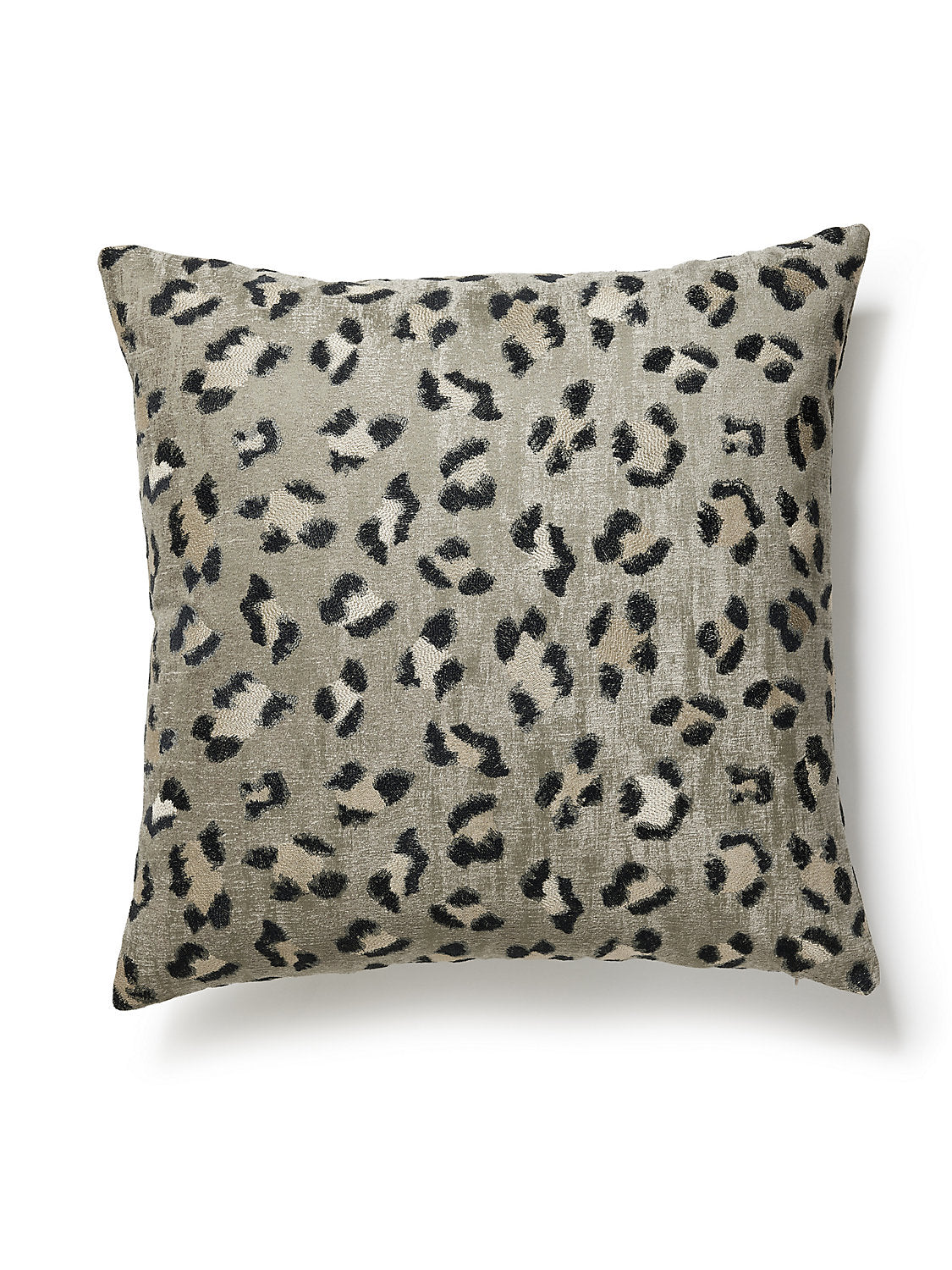 Scalamandre Broderie Leopard 22 X 22 - Ebony on Silver Decorative Pillow